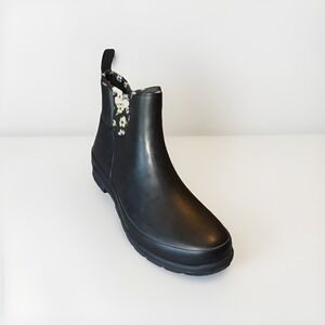 Western Chief Womens Rain Boots Size 9 Neo Chelsea Black Painted Peonies